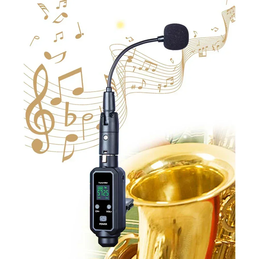 Wireless UHF Saxophone Microphone System Brass Instruments Professional Stage Performance Clip-On Radio Microphone