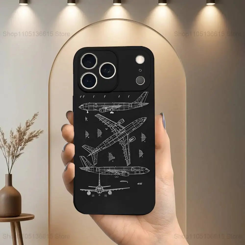 Чехол для телефона Blueprints Planes Aircraft для iPhone 17,16,15,14,13,12,11 Plus, Pro Max, XS, XR, SE, Mini,8,7, мягкий силиконовый черный чехол