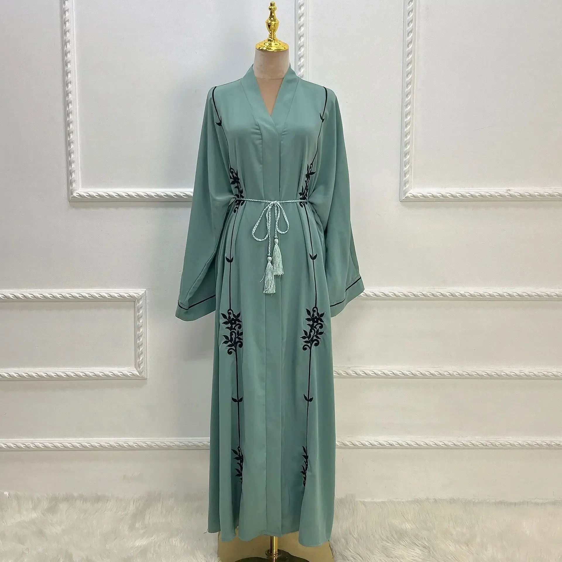 Muslim Woman Kimono Abaya Embroidery Arabic Dress Summer Party Kaftan Open Abayas for Women Dubai Turkey Ramadan Islamic Outfit