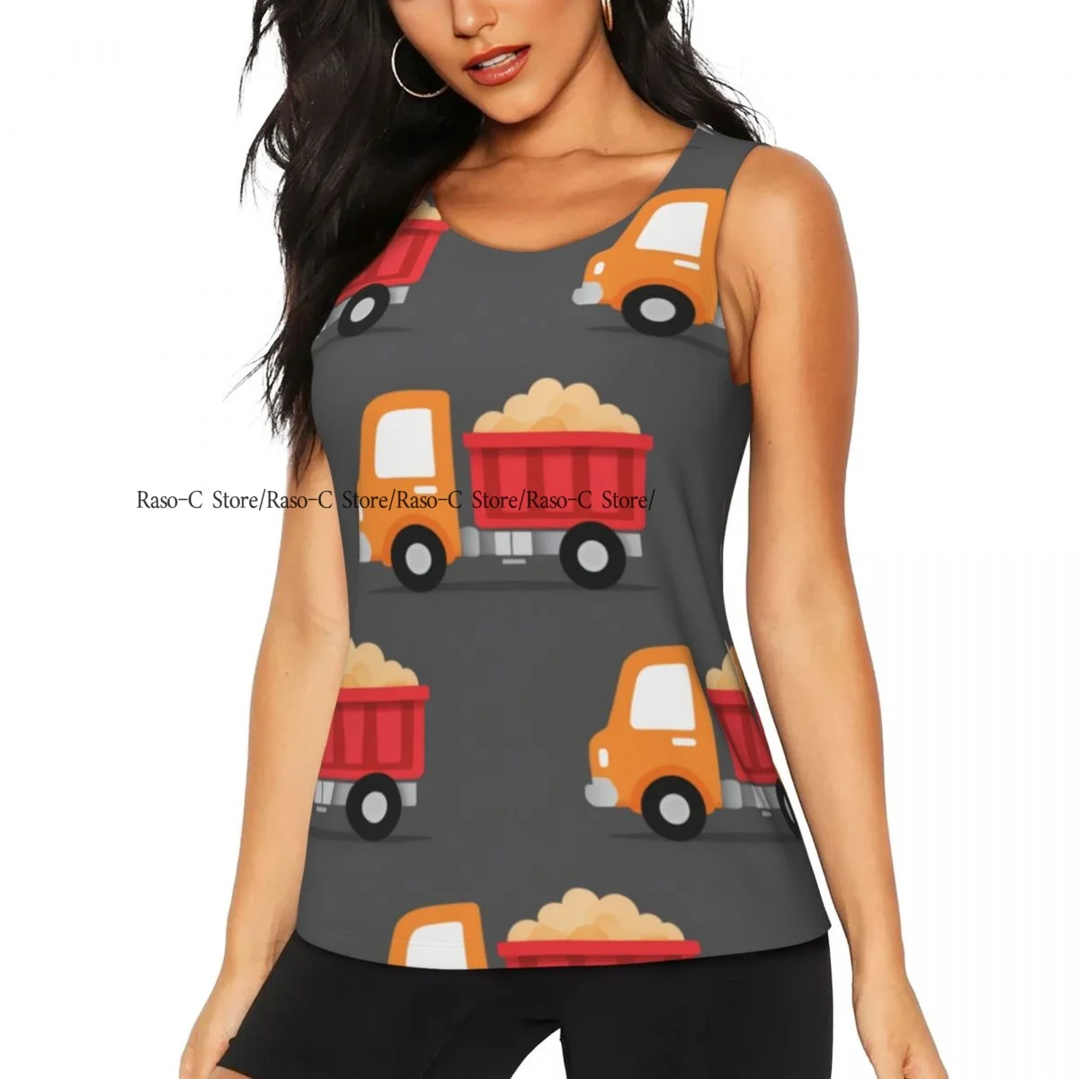 Women's Sleeveless Yoga Tank Top Cute Truck Cars Quick Dry Running Training Sports Vest Yoga Shirts