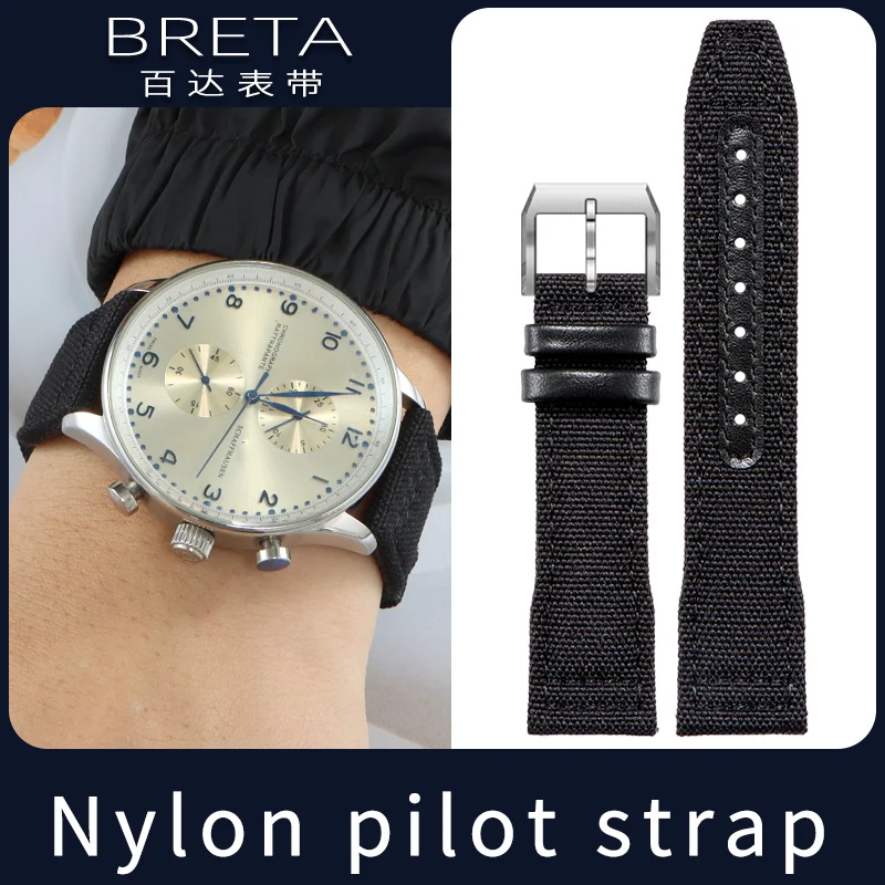 20mm21mm22mm Nylon canvas watch strap for iw PILOT'S WATCHES PORTOFINO VINTAGE SPITFIRE UTC MARK XVI outdoor sports bracelet