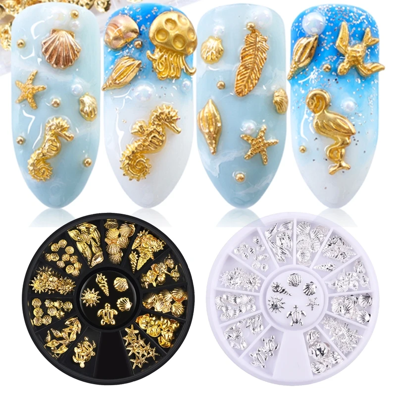 Ocean Theme Metal Rivets Resin Filler Jewelry Fillings Material Star Shell 3d Nail Art Decoration DIY Accessories