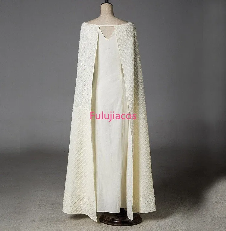 

Fulujiacos Daenerys Targaryen Cosplay Costume White Fancy Dress Outfit Cloak