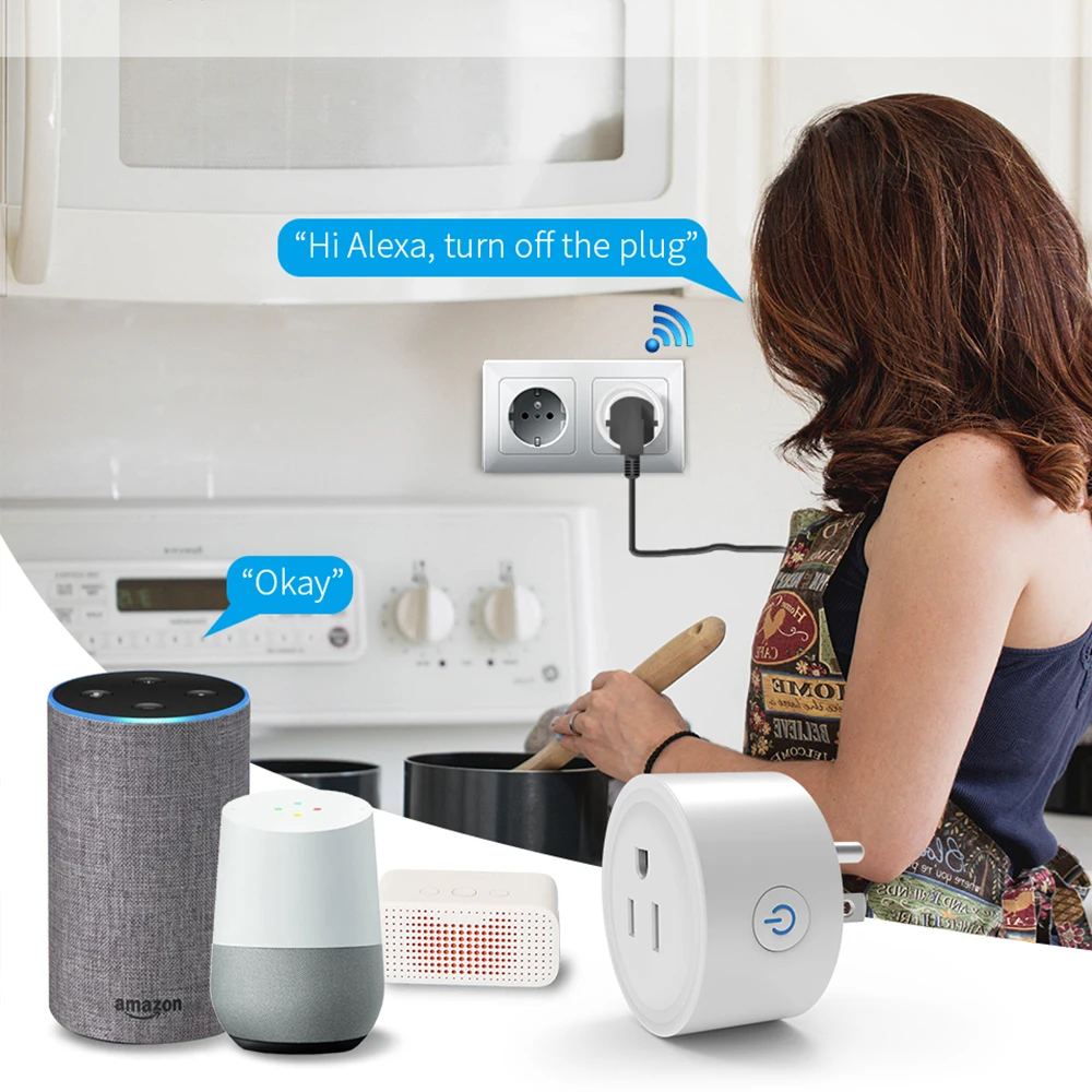 Tuya Wifi Smart Us Plug Socket 10a Met Power Monitor Huishoudapparaat Socket Voice Afstandsbediening Werkt Met Alexa Google Home