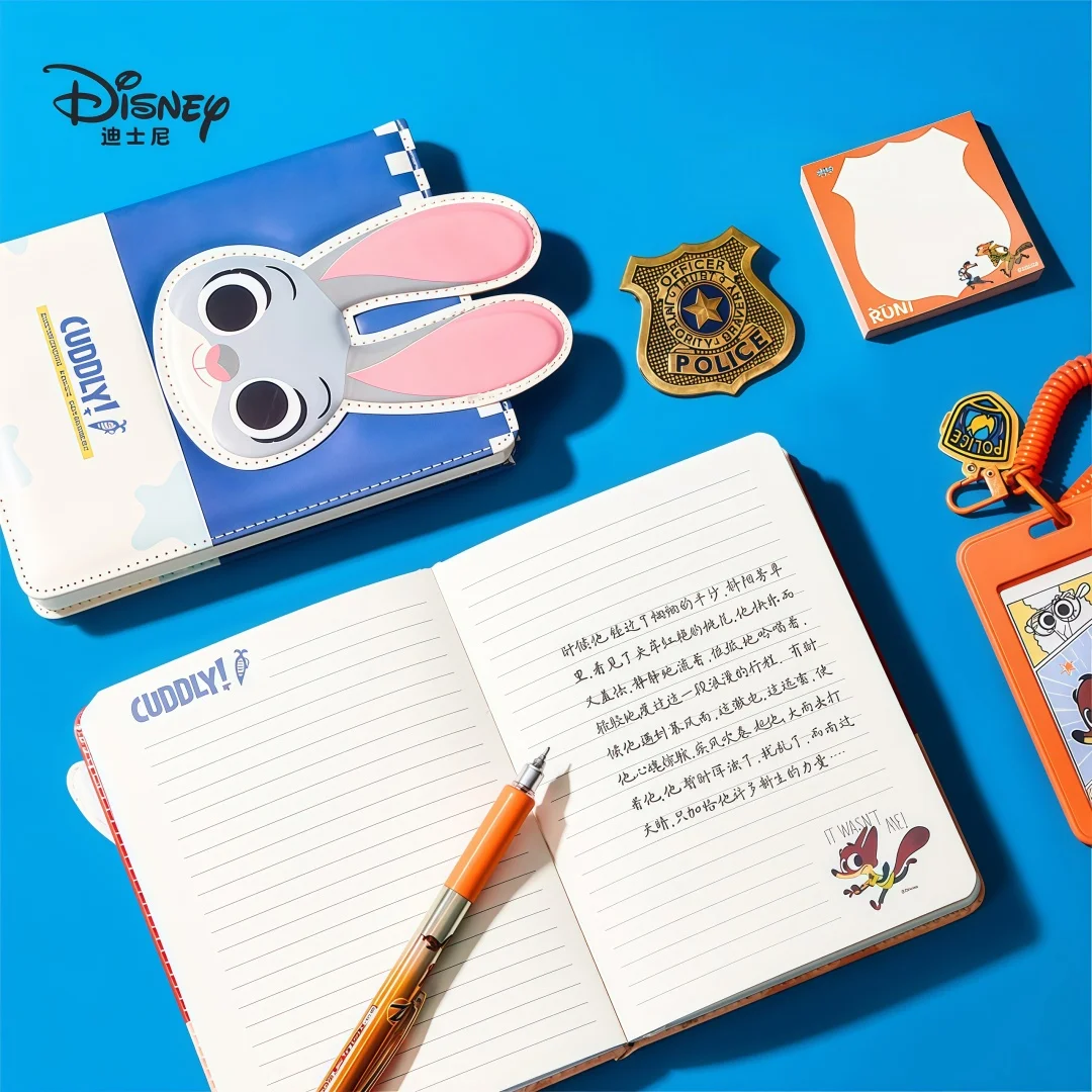 Disney A5 3D Pu Leather Notebook Cartoon Judy, Stitch, and Lotso Planner High-Value Student Journal Notebook
