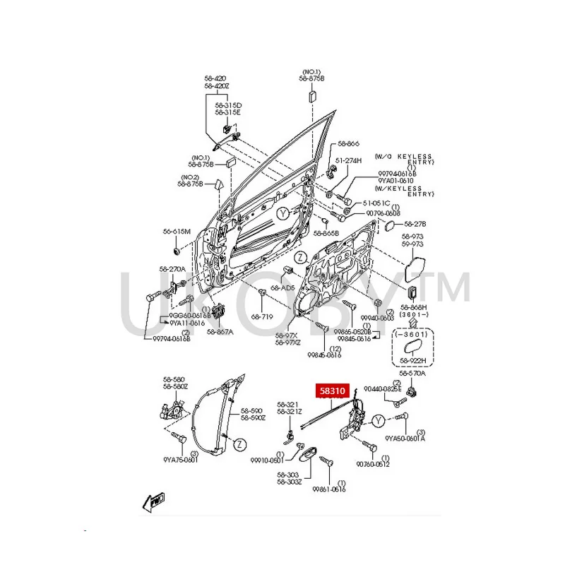 GJ6G59310F Suitable for Ma zd a 6 Ruiyi Door lock block motor central locking assembly wire