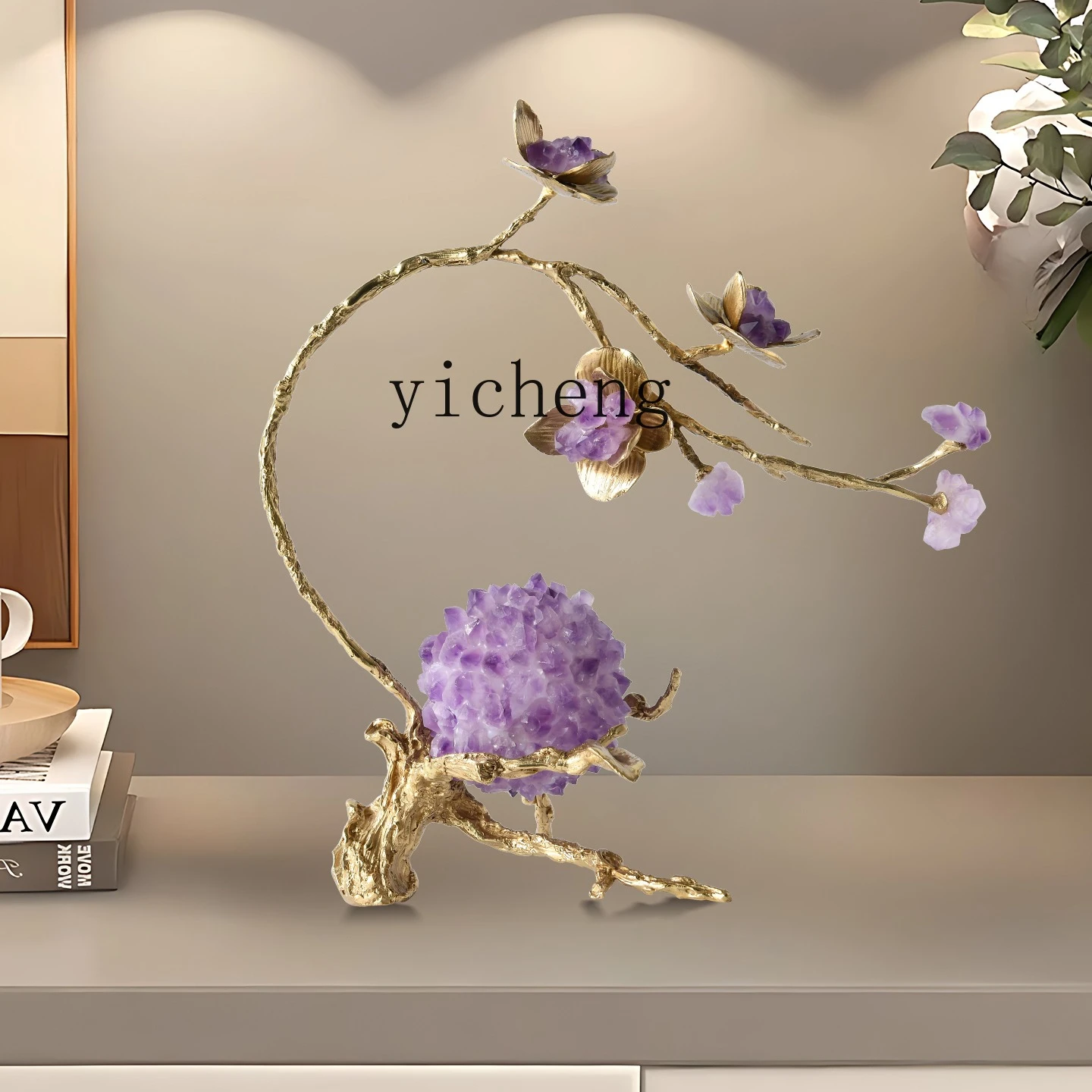 

LSL Living Room TV Cabinet Light Luxury High-End Amethyst Crystal Ball Ornament Entrance Creative Decoration