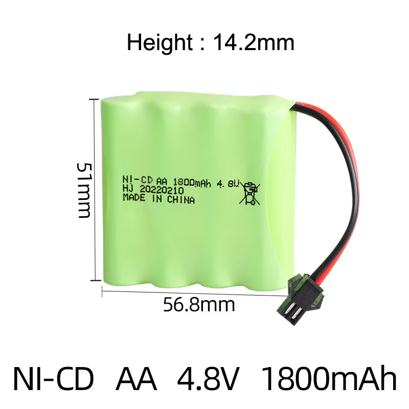 4.8v 1800mah NICD Battery + USB Charger Set For Rc toys Cars Tanks Robots Guns 4* AA 4.8v Rechargeable Battery Pack For RC Boat