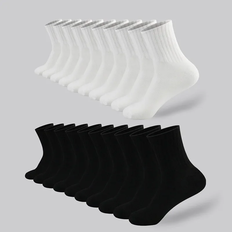 

10/20 Pairs Neutral Solid Color Round Neck Socks Spring Summer Sweat Absorbing Breathable Soft Comfortable Couple Sports Socks