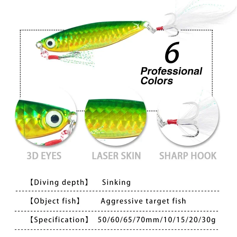 Vib Señuelo con plumas y placa de hierro para pesca en el mar