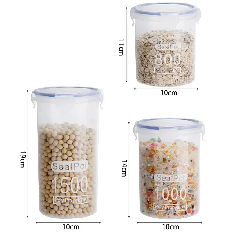 800/1000/1500ML Plastic Storage Box Moisture-proof Sealed Dry Grain Candy Snacks Miscellaneous and Grains Kitchen Food Container