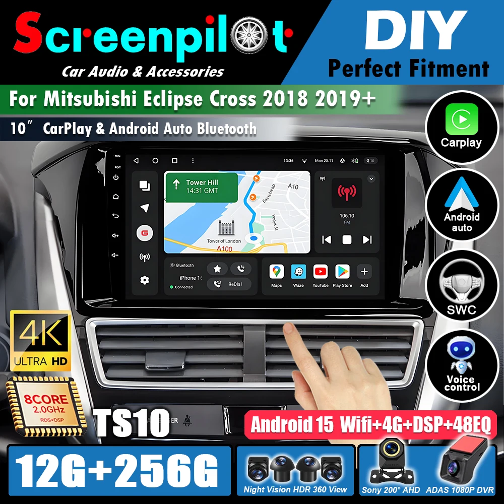 Radio para coche Android 16 Carplay Auto para Mitsubishi Eclipse Cross 2018 2019+, reproductor Multimedia de vídeo, navegación GPS, estéreo 2din, dsp