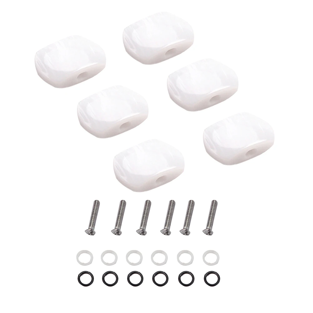 

6 pcs Replacement Guitar Tuning Pegs Machine Heads Red Acrylic Buttons Metal Body White Black Ferrules Screws Included For
