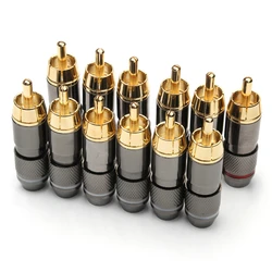 YT 12PCS 24K Gold Plated Copper Monsters Banana Plug Connector for Speaker Cable Adapter Audio Video Zinc Alloy Connectors