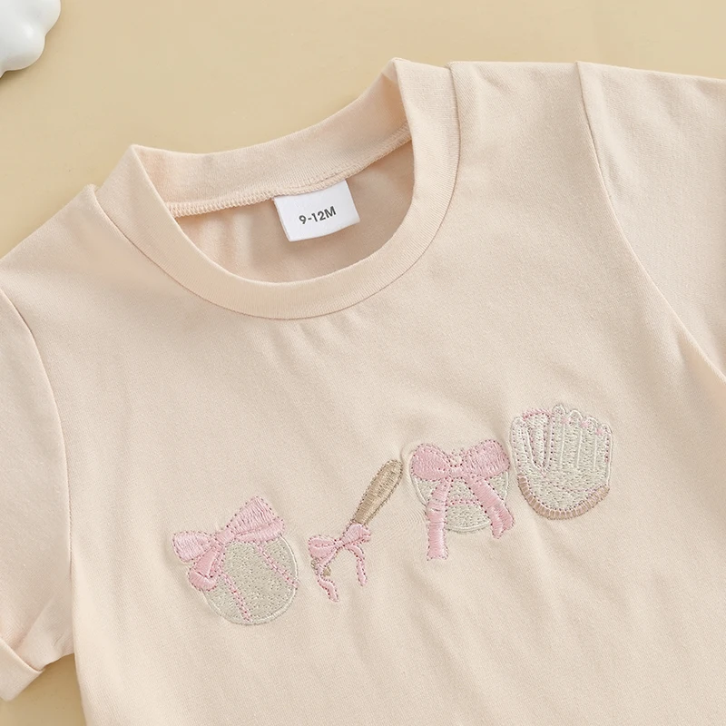 

Baby Boy Girl Baseball Sets Newborn Bow Basketball Short Sets ummer Casual Short Sleeve Embroidery Golf Outfits