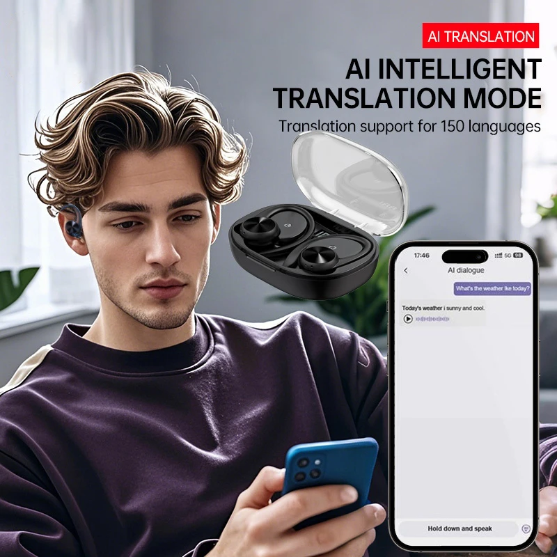 Traducteur Vocal Instantané IA - Écouteurs Traducteurs 144 Langues, 4 Modes, Bluetooth 5.3 Pour Voyage Et Affaires