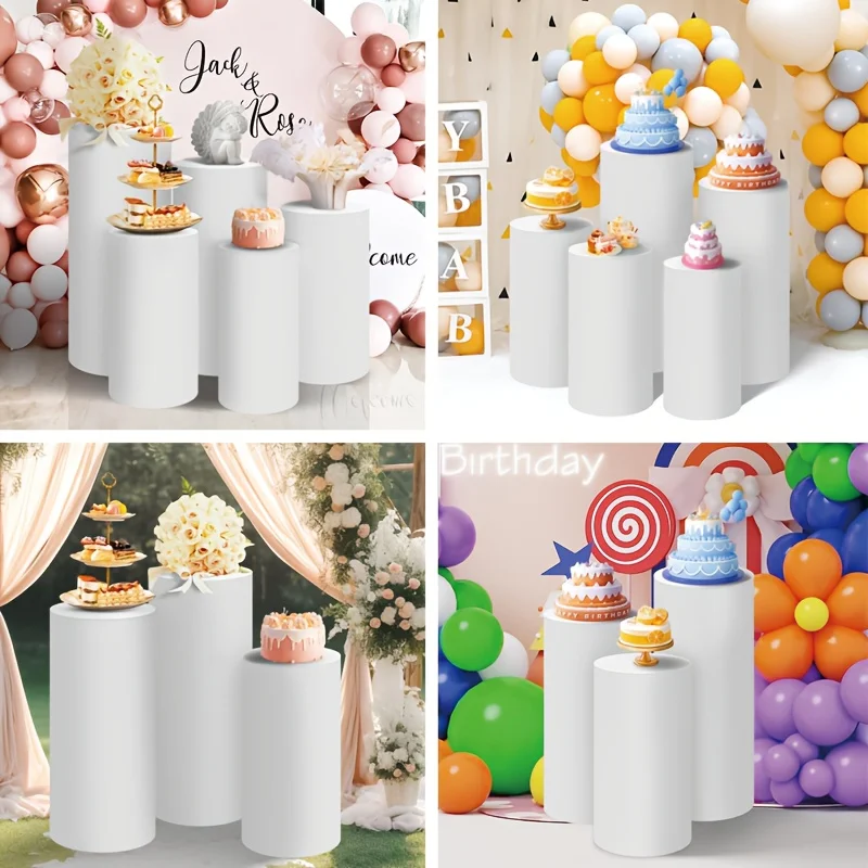 فقط غطاء 5 قطعة/المجموعة اسطوانة الركيزة حامل يغطي مرنة اسطوانة عمود الحلوى حامل القماش يغطي لحفل الزفاف #6