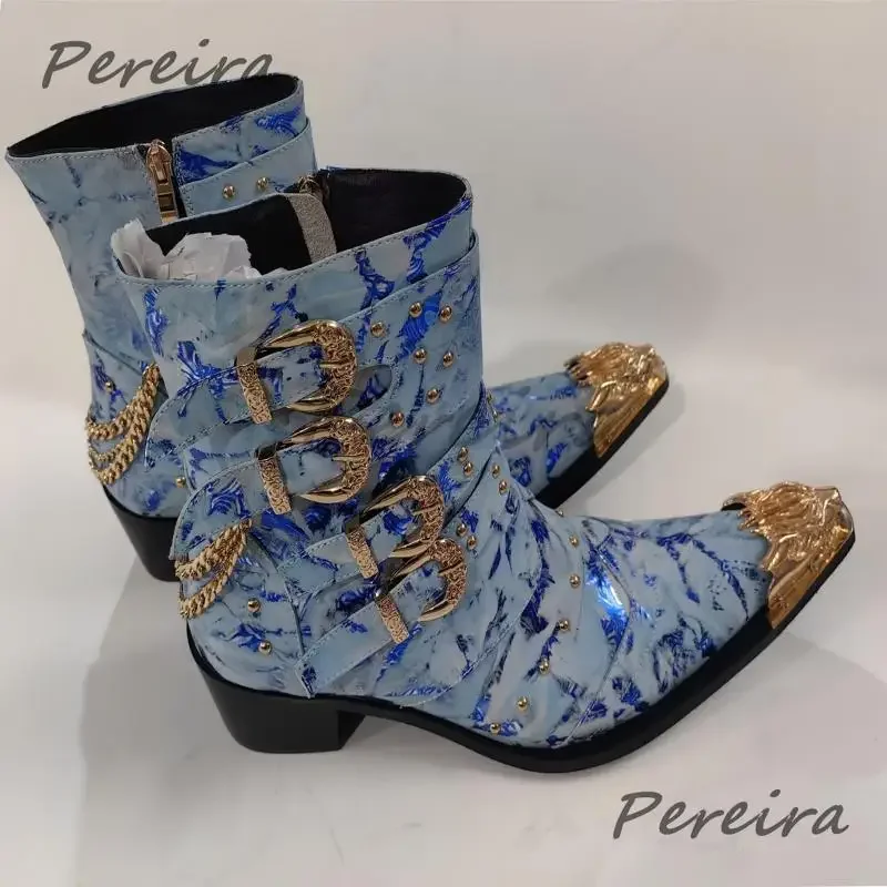 

Мужские ботинки с металлической пряжкой и цепочкой, роскошные дизайнерские ботинки челси, осенне-зимние новые высокие туфли из натуральной кожи для вечеринок и выпускного вечера