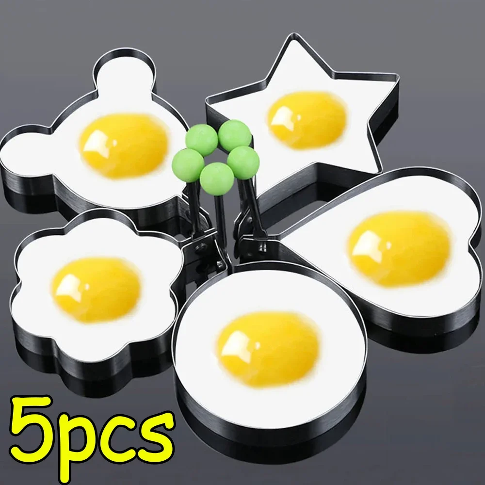 5 Shapes Stainless Steel Fried Egg Mold Pancake Shaper DIY Breakfast Egg Pancake Rings Sandwich Baking Tools Kitchen Accessories