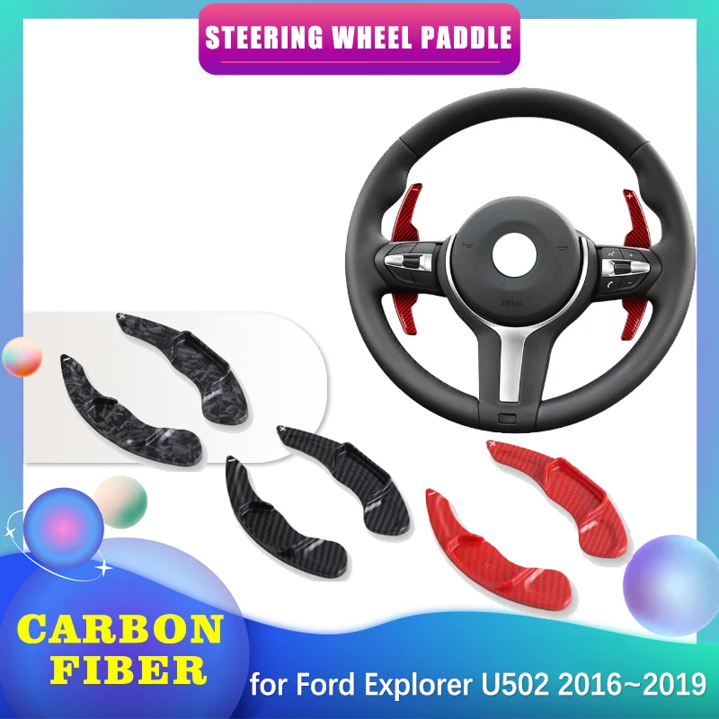 Car Steering Wheel Paddle for Ford Explorer U502 2016~2019 2017 2018 ABS Carbon Fiber Shifter Gear Shift Extension Accessories