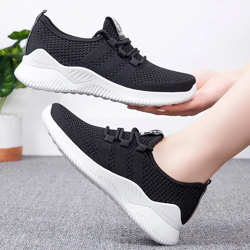 2024 Fitness Vulcanized Shoes Purple Women's Shoes Casual Fashion Breathable Walking Mesh Flat Shoes Sports Women's