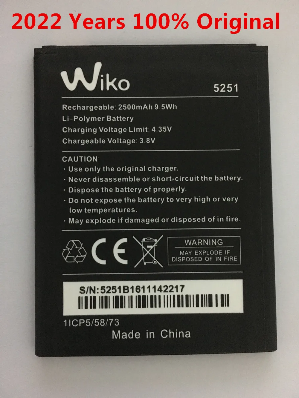 VBNM 2600mAh 5251 battery for WIKO Pulp 4G 5251 Mobile phone battery