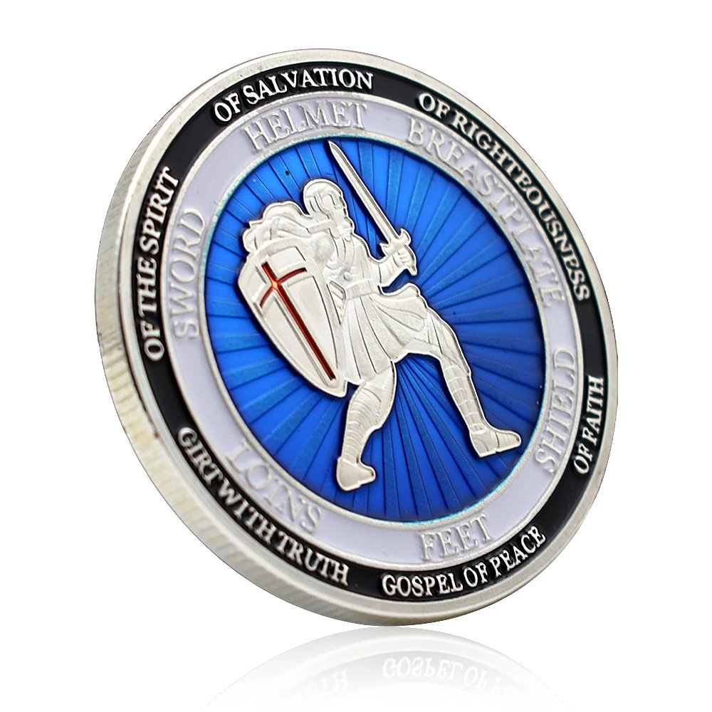 2023 Blue Armor Soldier Commemorative Coin Put on The Full Armor of God Metal Home Decor Coin Collection Gift