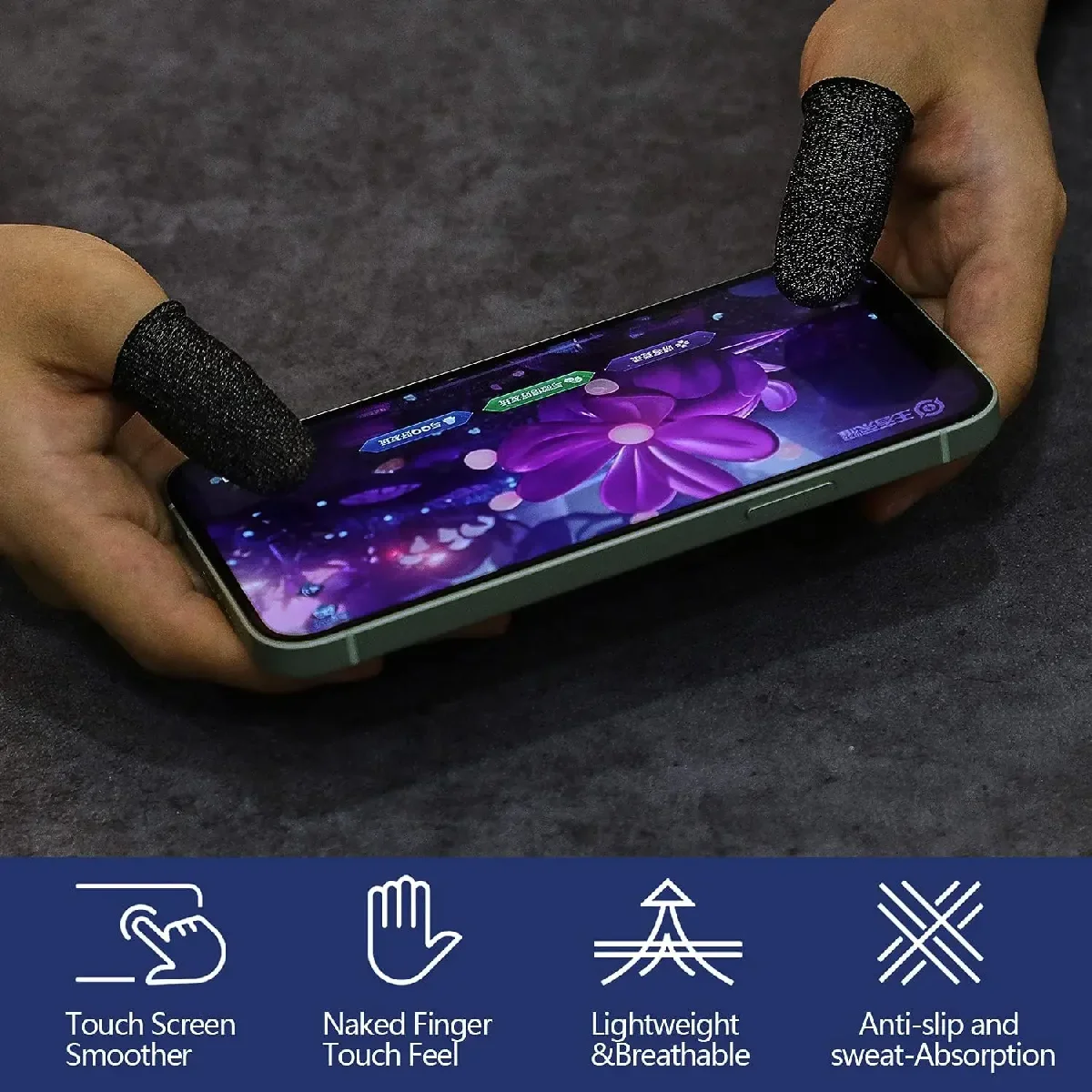 24Pcs Mobile Phone Finger Cuff Fibroid Mobile Game Touch Fiber Screen Breathable And Sweat Walking Resistant Game Finger Cuff