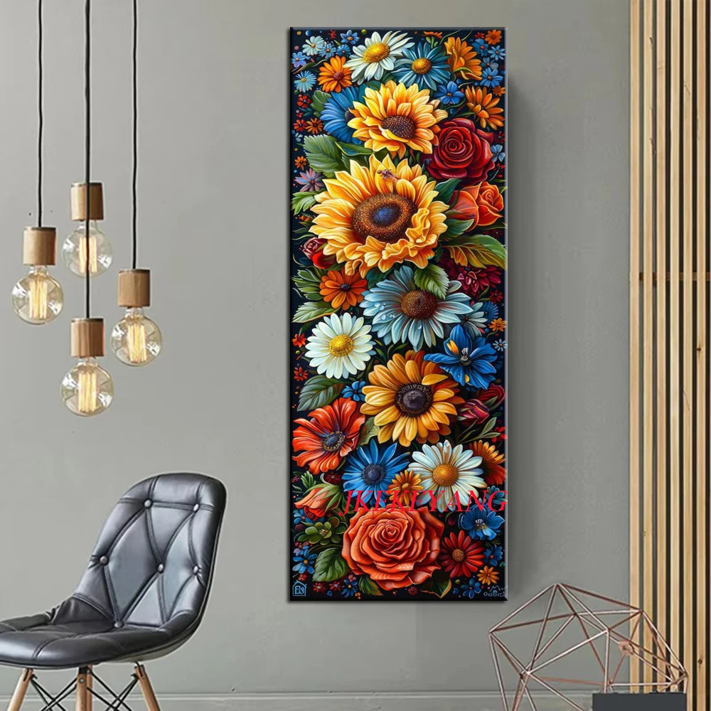 Large Wall Art Pictures 5D Diy Diamond Painting Beautiful Abstract Flower Diamond Mosaic Rhinestone Embroidery Cross Stitch