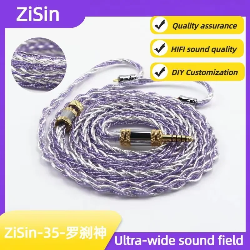 ZiSin 35 8 Core Flagship Multi-Element HIFI Earphone Upgrade Cable with 4.4/3.5mm MMCX 0.78,Suitable For Fudu Melody Forteza IEM