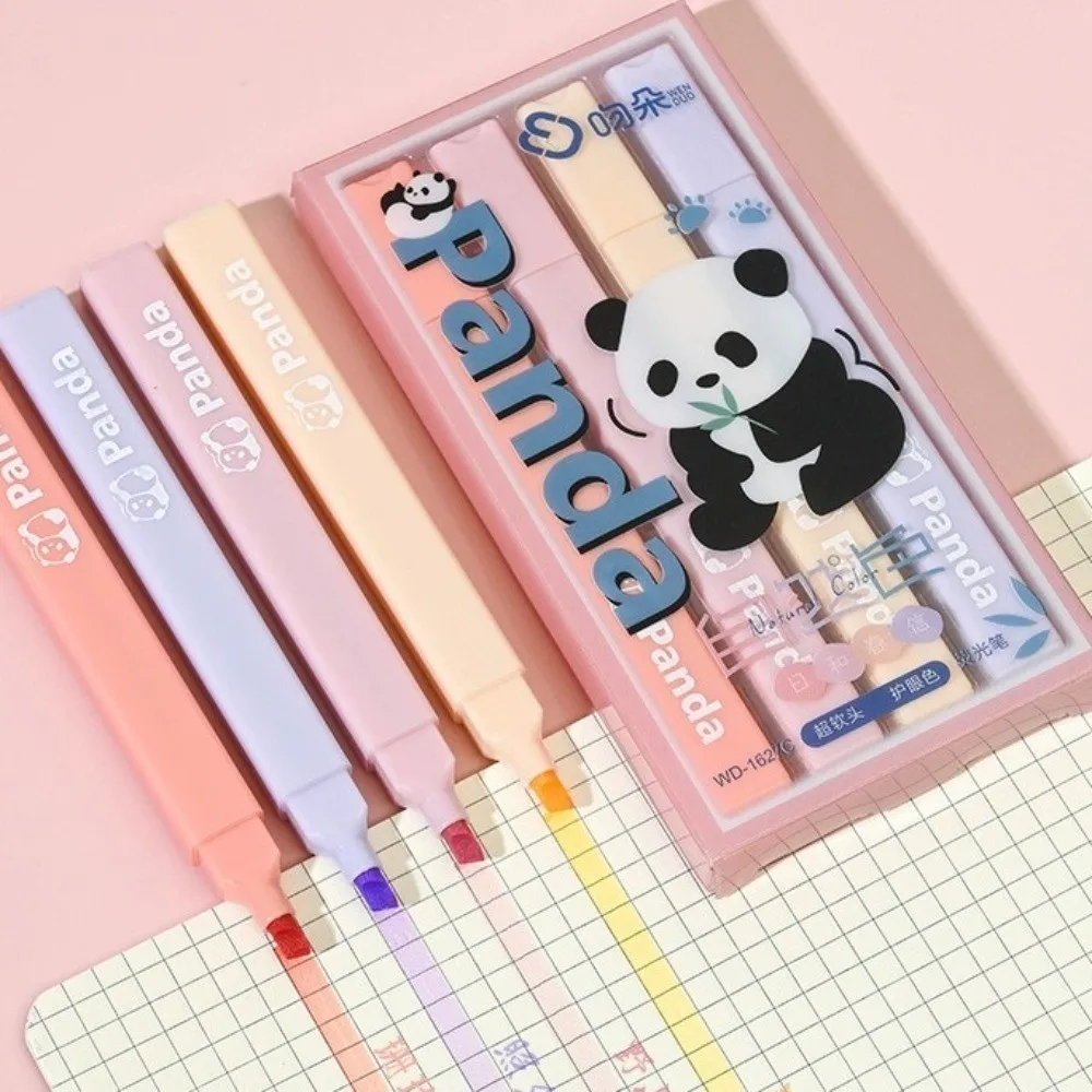 4pcs Set Cute Macaron Color Highlighter Pens Set Multi-color Fluorescent Marker Pens Chisel Tip Fluorescent Pen Office Use