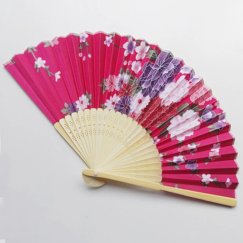 Silk Fan Chinese Japanese Style Folding Home Decoration Vintage Art Craft Gift Party Dance Print Flower Pattern Hand Fan Gift