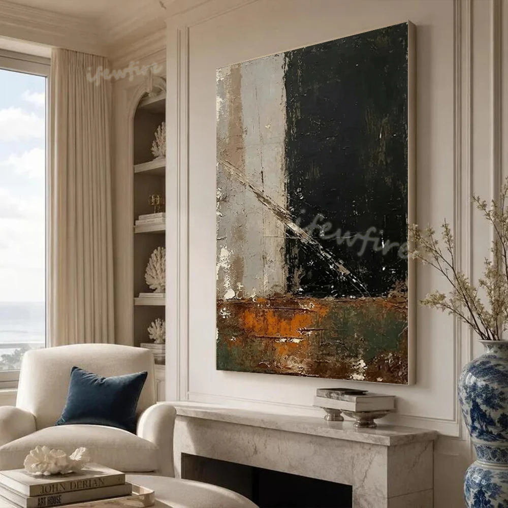 Modern Abstract Oil Painting 100% Handmade Blue-Gray Knife Wall Art Picture for Living Room Home Decor Mural Canvas Image Gift