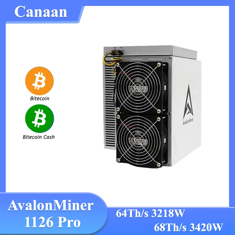 

Used AvalonMiner 1126 Pro 68Th/s 64Th/s Bitcoin Miner Crypto Mining Machine Canaan with 3420W/3218W Power Supply A1126 PRO-S