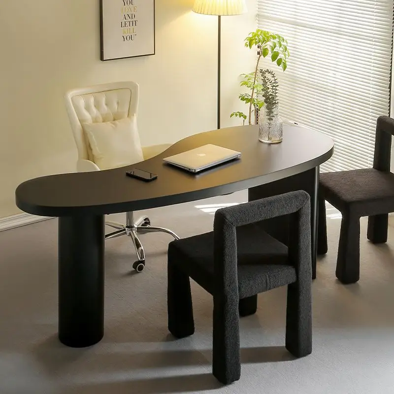 مكتب تنفيذي مصمم جمالي أبيض أسود كبير لألعاب الكمبيوتر المحمول مكتب تنفيذي طاولة كمبيوتر Mesa De Escritorio أثاث المكاتب #1