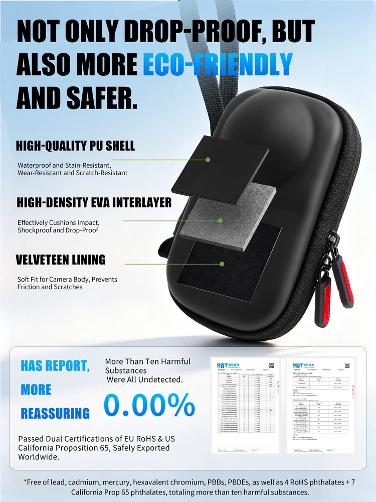 Hard Shell Mini Camera Storage Bag For Insta360 X6 Protective Bag With Tripod Mount Hand Strap Carabiner For Outdoor Shooting