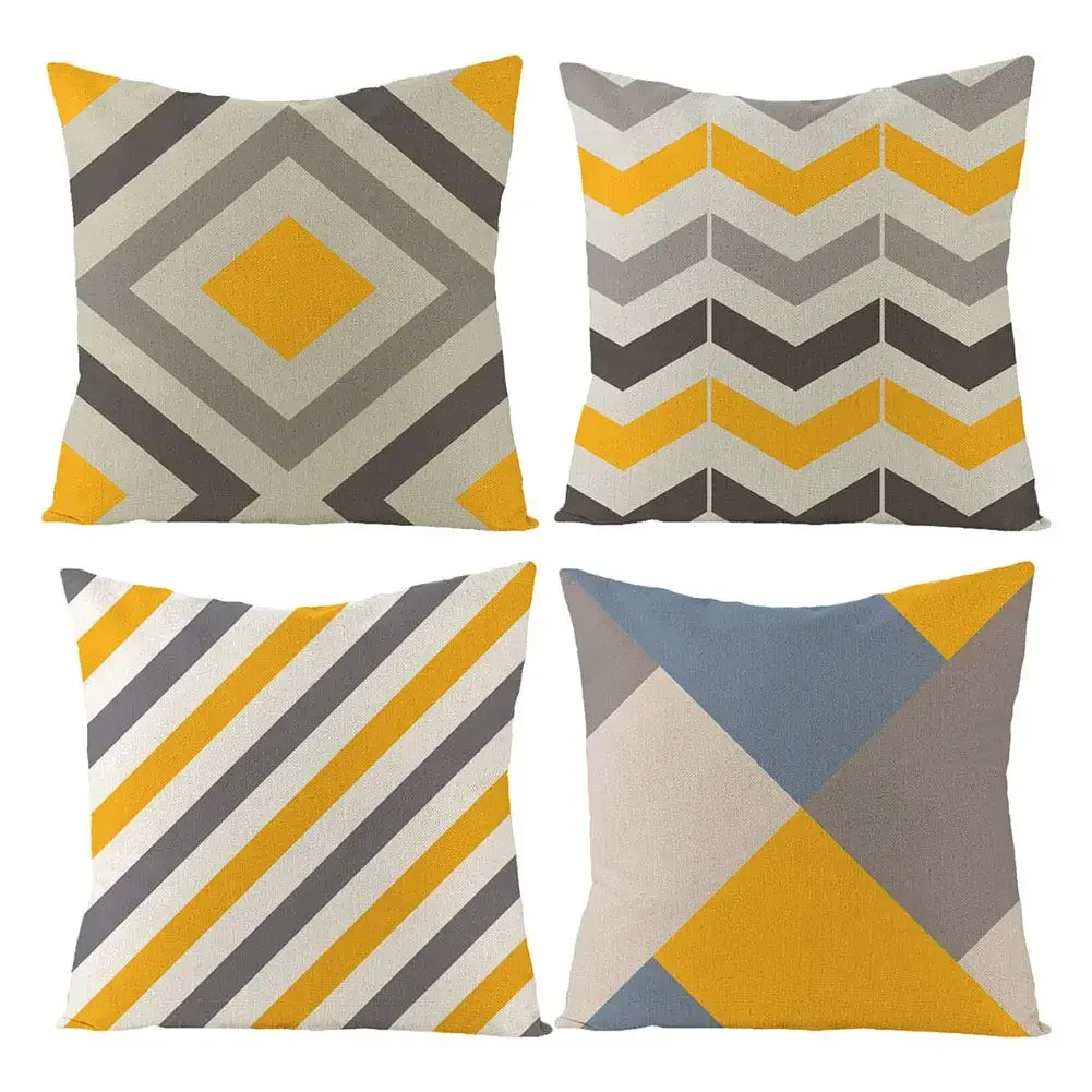 

Nordic blue gray black geometric linen pillowcase sofa cushion cover home decoration can be customized for you 40x40 50x50