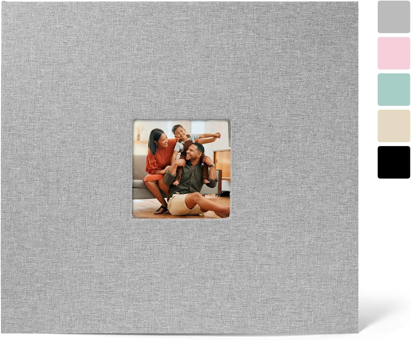 

12x12 Inch Large 3 Ring Binder Scrapbook Photo Album, Linen Cover Scrap Book with 50 Plastic Sleeves 100 Pages 12 x 12 S