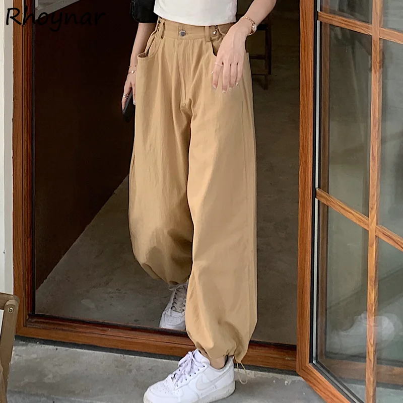 

Casual Cargo Pants Women Summer Korean Style High Waist Leisure Simple All-match Loose Slimming College Streetwear Prevalent