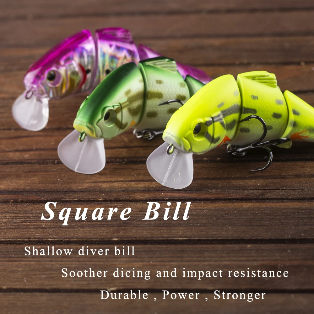 Chans Huang 7,5 cm 10,2g/2,95 Zoll 0,36 Unzen schwimmender Vib Swimbait 2 Gelenke Bass Barsch Forelle Angeln lockt künstlichen Segment Köder – Detail 9