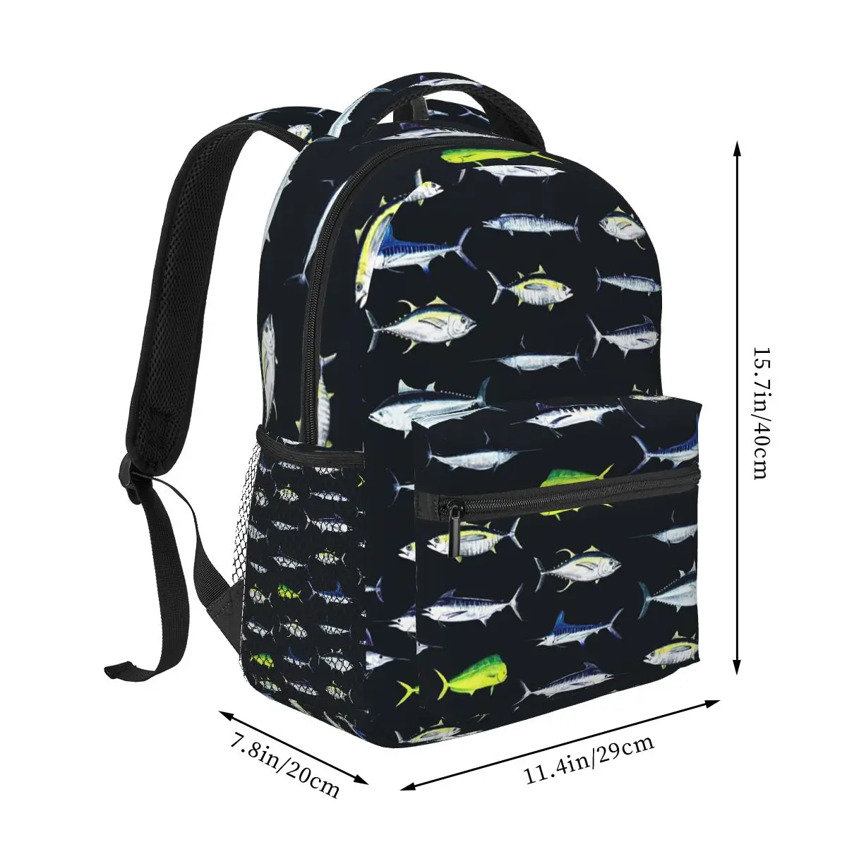 SPORTFISH Pattern Dark Navy Blue BlackYellowfin Tuna Backpacks Boys Girls Bookbag Children School Bags Kid Rucksack Shoulder Bag