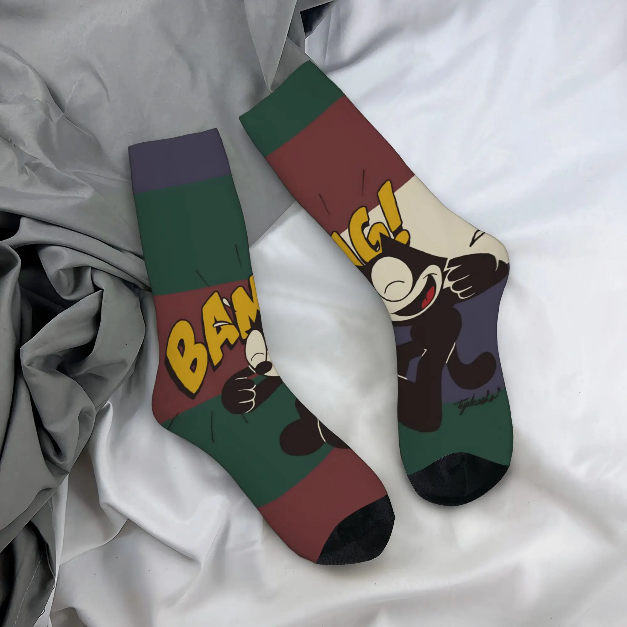 Felixes Black Cat Accessories Men Women Socks Flexible  Sport Middle Length Socks Soft Birthday Present