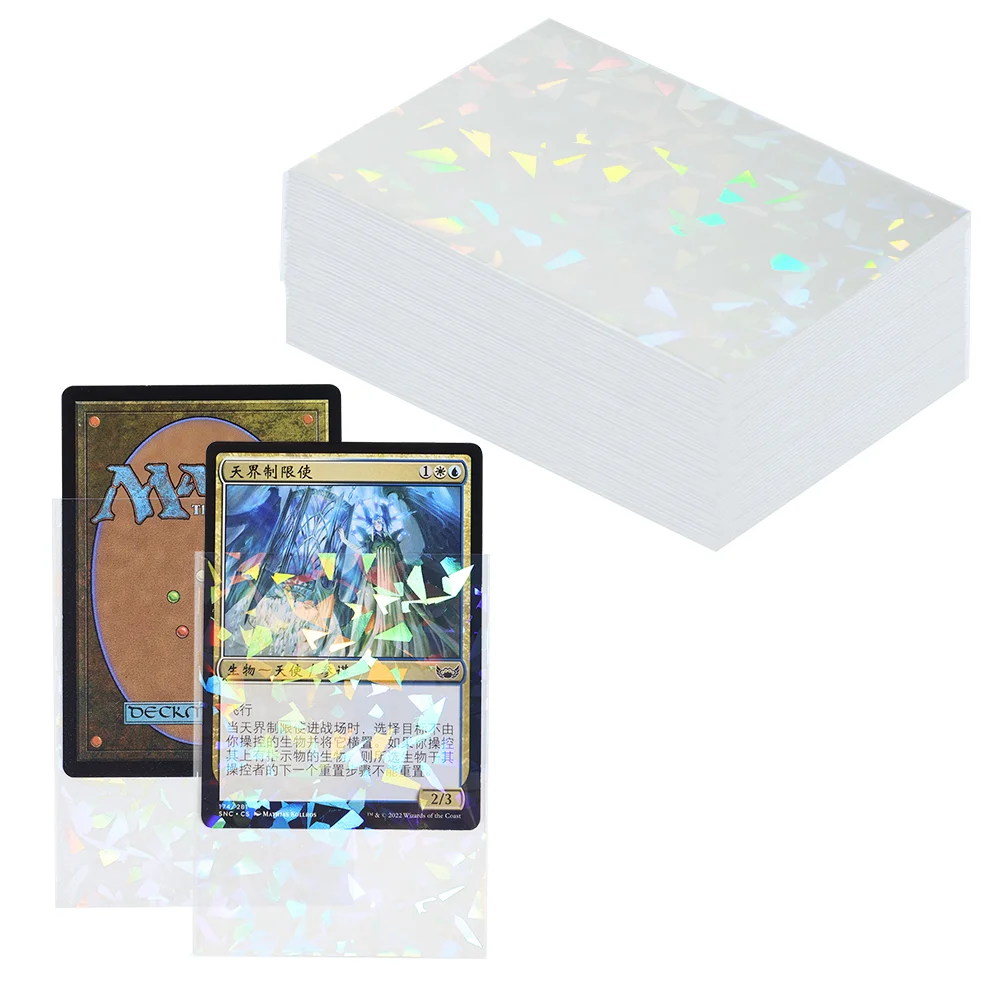 60 Stück holografische Kartenhüllen mit funkelndem Effekt, Standardgröße 66 x 91 mm, für TCG/MTG Idol-Foto-Sportkarten. Schützen Sie Ihre Karten. – Detail 10