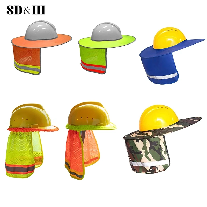 Summer Sun Shade Safety Hard Hat Neck Shield Helmets Reflective Hat Brim Reflective Cap Cover for Construction Workers