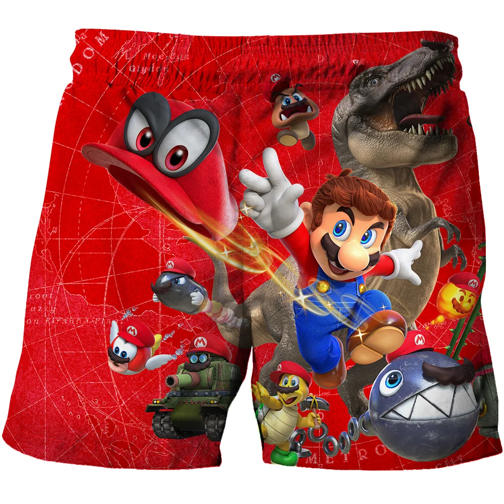 2025 verão venda quente dos desenhos animados mario impresso shorts, 3d digital impresso praia shorts, shorts casuais de secagem rápida das crianças