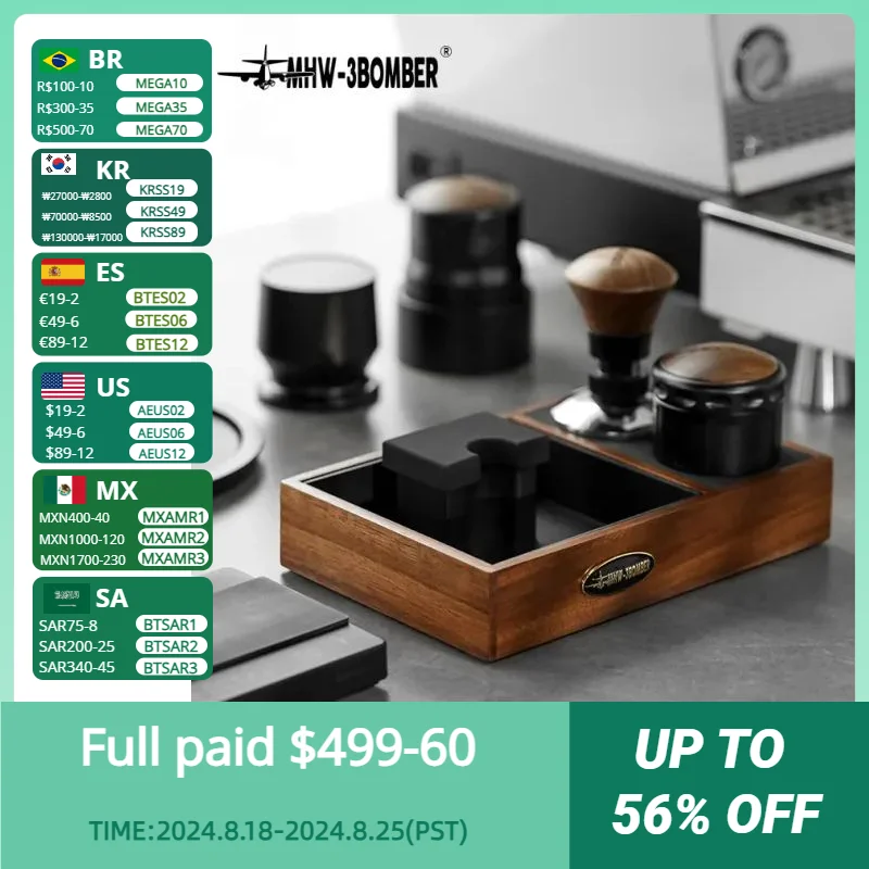 

Multifunctional Espresso Knock Box Coffee Tamper Distributor Station 51-58mm Portafilter Universal Barista Accessories Cafe Tool