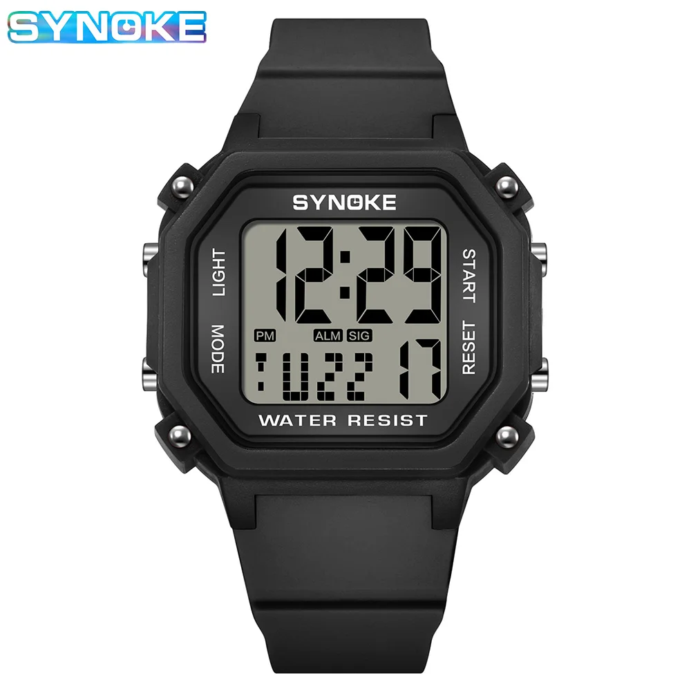 

SYNOKE Brand Water Resistant Men's Digital Sport Watch Man Square Watch Multifunctional Watch for Outdoor Sports