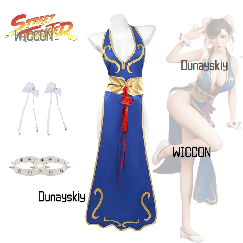 Chun-Li Street 코스프레 파이터 섹시한 치파오 사자 댄스 공연 의상 코스프레 애니메이션 할로윈 의상