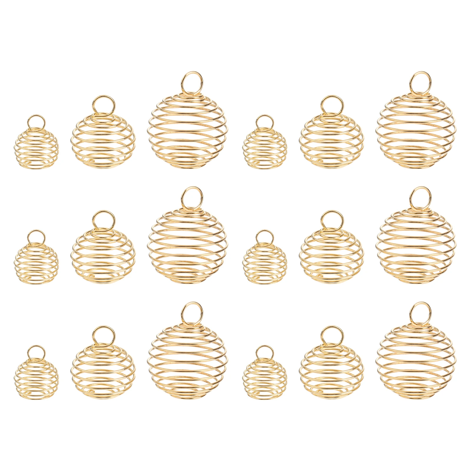 

30pcs Spiral Bead Cage Pendant 15x14mm 25x20mm 30x25mm Gold Plated Stretchable DIY Jewelry Supplies Accessories