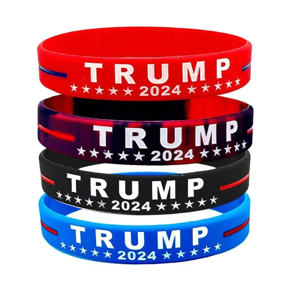 Soft Silicone Trump 2024 Campaign Bracelet Party Favor Wristband Election Merchandise Gift Voter Inspirational Wristbands